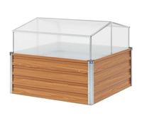 Planteur de jardin avec serre en acier galvanisé 100 x 100 x 77 cm - Jardinière surélevée robuste pour légumes et herbes - Résistant aux intempéries et durable - Idéal pour le jardin et le balcon