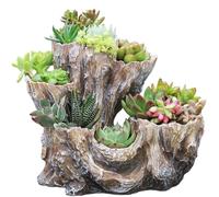 Planteur en Bois flotté, planteur Rustique en résine irrégulière, Pots de souche de Bois d'imitation créative pour Herbe, Fleur, Fraise, Petites Plantes, Blanc, Pot