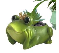 Planteur en forme de grenouille, pot de fleurs de grenouille en résine avec pot de plante couronne - Usensiles, accent de la maison, vase décoratif, récipient de jardin pour cheveux