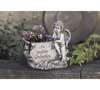 Planteur "Petit ange" en optique érodée, résistant aux intempéries, inscription "In stillem Gedenken", pot à plantes, décoration de tombe