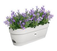 Elho Vibia Campana balconnière 50cm jardinière - Blanc Soie | L 18.2 x l 49 x H 17 cm | Soucoupe intégrée