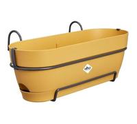 Elho Vibia Campana Balconnière Allin1 50 - Planteur pour Balcon - Ø 50.4 x H 17.7 cm - Jaune/Jaune Miel