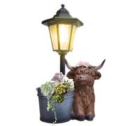 Planteur solaire en résine, lampe de sol étanche en forme de vache - pour jardin, terrasse, , extérieur, porche, patio, terrasse