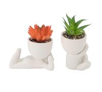 Planteur Succulent, Plantes de Bureau Artificiel Succulent Fleur Pot Aérien Support de Plante de Forme Humaine Mini Faux Pot Succulent Fleuriste Mignon Décor de Bureau pour Le Bureau, la Maison, la