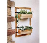 Planteuse murale "Industrial" en bois avec 2 bacs à fleurs, pour balcon, terrasse, jardin, jardinière de balcon, pot de fleurs mural