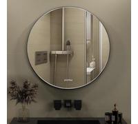 Plantex Miroir Mural Rond sans Cadre avec Bords biseautés Lisses pour Salle de Bain/Dressing/Salon/Chambre/entrée (61 cm)