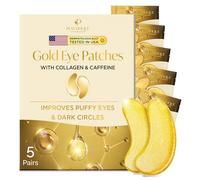 PLANTIFIQUE 24k Gold Skincare Patch Yeux Anti Poche Cernes | Masque Visage Collagene Hydratant | Contour Yeux Femme et AntiCerne Homme | Soin Visage Anti Rides | 5 Paires