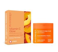 PLANTIFIQUE Disques Nettoyants au Curcuma - 60 Disques Exfoliants Visage pour Taches Brunes et Hyperpigmentation & Masque en Tissu Visage Vitamin C Glow 5 Masques - Masques Revitalisants et Éclatants