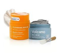 PLANTIFIQUE Masque Coréen à l'Argile Volcanique et Mer Morte - Purifie, Affine les Pores, Hydrate et Apaise, 110g & Baume Démaquillant Visage - Nettoyant Huile, Enlève Maquillage Waterproof, 40g