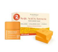 PLANTIFIQUE Savon Visage et Corps au Curcuma - Savon Éclaircissant Peau Noir Rapide Efficace - 2 Barres & Baume Démaquillant Visage - Nettoyant Huile, Enlève Maquillage Waterproof - 40g