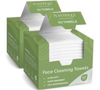 PLANTIFIQUE Serviettes Visage Jetables XL 25,4 x 30,5 cm | Lingettes Démaquillantes 100% Compostable en Viscose | Soins Peau Femme | 100 Unités