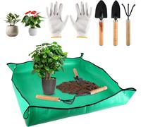Planting Mat,100 x 100 cm,Waterproof Planting Mat,with Garden Tool,Leak-Proof,Foldable,Polyethylene Green for Pot,Succulent,Seedling