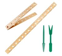 Planting Ruler, Garden Dibber, Foldable Measuring Tool with Holes, Outdoor Seed Spacer Set, Handy Layout Guide for Raised Bed Vegetable Patch Farming Use, 14.96x1.77x0.63 inches