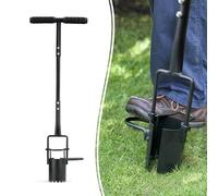 Plantoir de bulbes à long manche - Outil de Jardin en Acier Carbone pour Planter Tulipes, Iris, Jacinthes - Pédale Anti-Dérapante & Bord Dentelé - Plantoir, Aérateur et Transplantoir 3 en 1