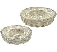 Plantoir en osier Blanc Aspect naturel Anneau décoratif pour jardin créatif Ø35/30cm Lot de 2 Polyvalent