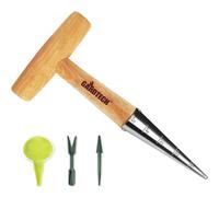Plantoir Lot de 4 Outils de Jardinage Traditionnels en Acier Inoxydable avec Graduation et Manche en Bois