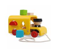 PlanToys Bateau à trier géométrique, 2 ans, bois, bleu, rouge, blanc