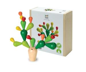 PlanToys Cactus Équilibrant - Jouet de Motricité Coloré en Bois 3+ Ans - Jeu de Construction pour 1 à 4 Joueurs avec Socle et 18 Branches, Wood