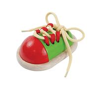 PlanToys Chaussure à Lacer en Bois - Apprendre à Faire Ses Lacets - Jouet en Bois Éducatif pour Enfants dès 3 Ans - Développe la Motricité Fine