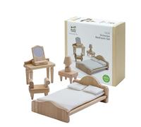 PlanToys® Ensemble de chambre à coucher victorien en bois | Meubles Montessori pour jeu de routine quotidien, compétences sociales et narration imaginative | Accessoires de chambre en bois respectueux