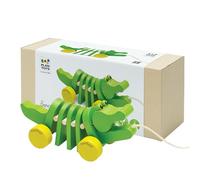 PlanToys Jouet à Tirer Crocodile Dansant - Animaux à Tirer en Bois dès 1 An - Jouet en Bois Durable avec Bruit de Clac-Clac - Jouet pour Bébé - Vert