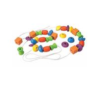 PlanToys Lacing Beads, set de fabrication de bracelets pour enfants, 3 ans(a), Bois, Bleu, Vert, Orange, Rouge, Violet, Jaune