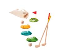 PlanToys Mini Golf Enfant en Bois - Set Complet de Golf pour Enfants dès 3 Ans - 2 Clubs Golf Enfant, 2 Balles, 3 Pistes, Drapeau, Trou et Sac de Golf - Jeux Éducatif pour Intérieur et Extérieur