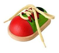Plan Toys Chaussure à lacer en bois PT5319 – Apprendre à faire ses lacets, motricité fine dès 3 ans