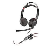 Poly Casque stéréo Blackwire 5220 C5220 USB-C filaire arceau binaural Noir/Rouge