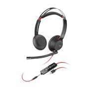 Micro-casque Poly Blackwire 5220 stéréo USB-C + connexion 3,5 mm + adaptateur USB-C/A