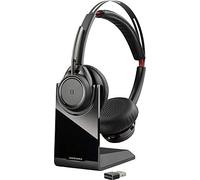 Plantronics Voyager Focus UC Casque stéréo Bluetooth avec station de charge et dongle USB-C BT, capteurs intelligents, bras de microphone, réduction du bruit, noir