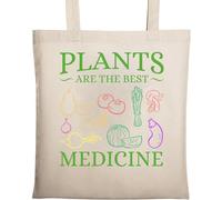 Plants are The Best Medicine Sac fourre-tout en coton écologique et naturel Beige