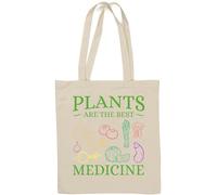 Plants are The Best Medicine Sac fourre-tout en coton naturel Motif légumes Blanc