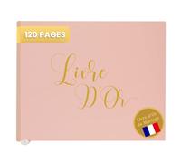 Plantvibes Livre D'or de Mariage - 120 Pages de Papier de Qualité Supérieure, Papier épais, ne Presse pas, Avec Titre Doré - Idéal pour les Mariages, Anniversaires, Livre D'or Bapteme