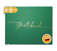 Plantvibes Livre d'or de Mariage Allemand de qualité supérieure - 120 Pages de Papier de qualité supérieure - Papier épais - Ne Pousse Pas - avec Titre doré - Idéal pour Les Mariages (Vert)