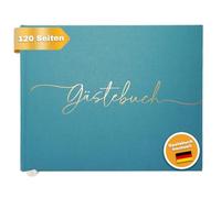 Plantvibes Livre d'or de Mariage Allemand de qualité supérieure - 120 Pages de Papier de qualité supérieure - Papier épais - Ne Pousse Pas - avec Titre doré - Idéal pour Les Mariages (Bleu)