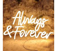 Planzo Always & Forever Panneau lumineux néon LED pour mariage, fête d'anniversaire, décoration murale à suspendre pour chambre à coucher, cadeau de Noël, 40 cm (L) x 23,9 cm (L) x 23,9 cm
