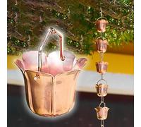 PLAOEGCN Chaîne de Pluie à Fleurs suspendues en cuivre, chaîne Descente d'eau réglable for Balcon, gouttière, Hangar, Jardin extérieur, Cour, Patio(3 m (9.8ft))