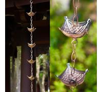 PLAOEGCN Chaîne de Pluie en Fer galvanisé, Attrape-Pluie réglable métal avec Crochet, chaîne Descente gouttière extérieure for la décoration des Avant-toits Jardin(3 m (9.8ft))