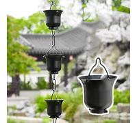 PLAOEGCN Chaîne de Pluie for Tasse extérieure, chaîne Descente pluviale réglable en Alliage d'aluminium, Drainage métal 5 Tasses/M for décor d'avant-Toit Porte d'entrée Jardin(2.4 m (7.8ft))