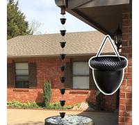PLAOEGCN Chaîne de Pluie Gland Enduit Poudre Noire, Carillon Drainage d'avant-Toit en Alliage d'aluminium, gouttière d'eau réglable for Patio Villa Cour(4.5m (14.8ft))