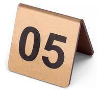 PLAOEGCN Numéros de table en acrylique doré de style tente, plaques d'immatriculation double face for événements, banquets, restaurants, 6 × 6 × 5 cm(1 to 90)