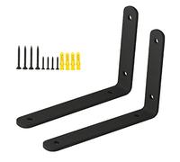 PLAOEGCN Supports d'étagère robustes en forme de L, Supports d'étagère flottants en fer for bricolage, bibliothèque, cuisine, Garage, 2 pièces(Schwarz,150 x 100mm)