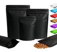 Plaphy 100 Sachets Zip Doypack, Pochettes Mylar Alimentaires(Noir,15x22cm) | Sachets Aluminium Hermétiques Refermables & Thermoscellables, Sacs Mylar pour Conservation et Emballage Bonbons, Café, Épice