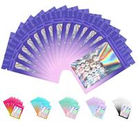 Plaphy Lot de 100 Pochons Zip Holographiques Refermables avec Fenêtre, Sachets Zip Hermétiques Colorés, Pochettes Mylar Plastiques pour Emballage et Aliments (Dégradé Violet et Rose, 10,5 x 15 cm)