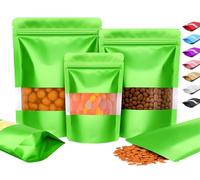 Plaphy Lot de 100 Sachets Doypack Colorés avec Fenêtre, Pochettes Zip Hermétiques Aluminium, Sac Mylar Alimentaire Autoportant Refermable pour Stockage, Conservation et Emballage (Vert, 12 x 20 cm)