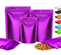 Plaphy Lot de 100 Sachets Doypack Colorés Mats, Pochettes Zip Hermétiques en Aluminium, Sac Mylar Alimentaire Autoportant Refermable pour Stockage, Conservation et Emballage (Violet, 12 x 20 cm)