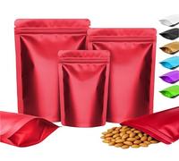 Plaphy Lot de 100 Sachets Doypack Colorés Mats, Pochettes Zip Hermétiques en Aluminium, Sacs Mylar Alimentaires Autoportants Refermables pour Stockage, Conservation et Emballage (Rouge, 14 x 20 cm)
