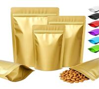 Plaphy Lot de 100 Sachets Doypack Colorés Mats, Pochettes Zip Hermétiques en Aluminium, Sacs Mylar Alimentaires Autoportants Refermables pour Stockage, Conservation et Emballage (Doré, 15 x 22 cm)