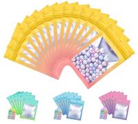 Plaphy Lot de 100 Sachets Zip Hermétiques Refermables avec Fenêtre, Pochettes Mylar avec Intérieur en Aluminium, Pochon Zippé Plastique pour Emballage et Aliment (Dégradé Jaune et Orange, 8 x 12 cm)